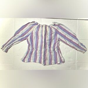 Vintage Old Navy Toddler Girls 2T Striped Shirt Long Sleeve Purple 90s‎ Smocked